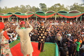 Labour Party (LP) 2023 Presidential candidate, Peter Obi, at his presidential rally in Enugu State