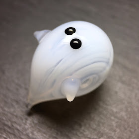 Lampwork blown glass hollow ghost bead by Laura Sparling