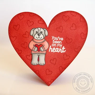 Sunny Studio Stamps Sending My Love Valentine's Day Heart Shaped Card