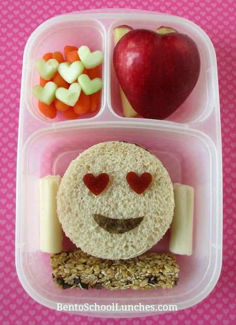 Smiley Face EMOJI Valentine's Day fun school lunch.
