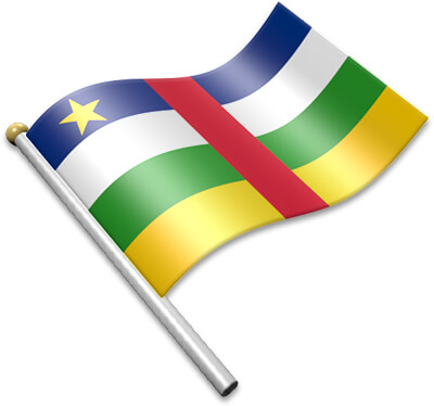 The Central African flag on a flagpole clipart image