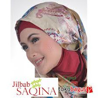 Contoh model jilbab pesta merk saqina