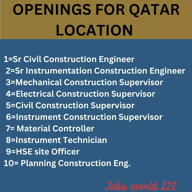 OPENINGS FOR QATAR LOCATION