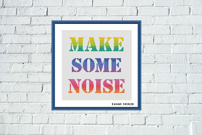 Make some noise funny rainbow cross stitch pattern