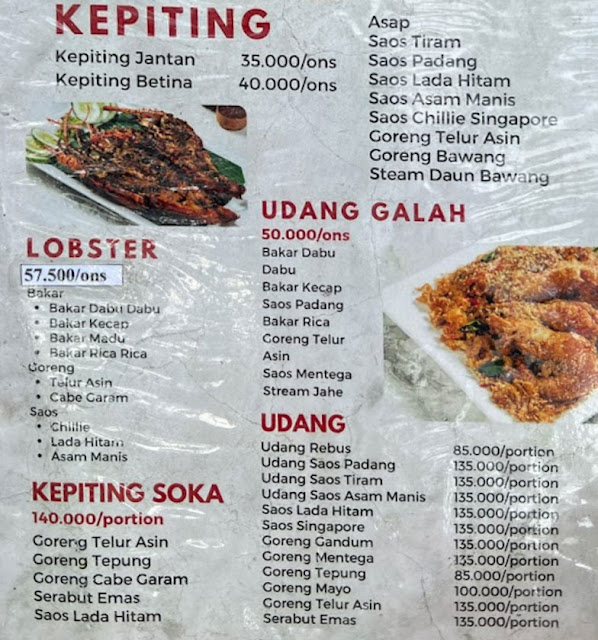 Daftar Menu Seafood di Kampoeng Pasir Balikpapan