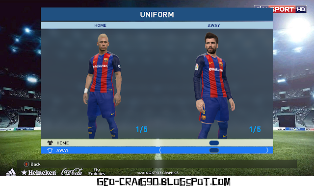 PES 2017 & 2016 Barcelona Rakuten (+2 Training Kit) by Geo_Craig90