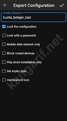 export configuration