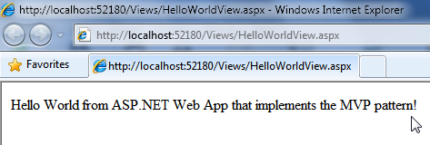 MVP Web App Castle Project - Hello World View