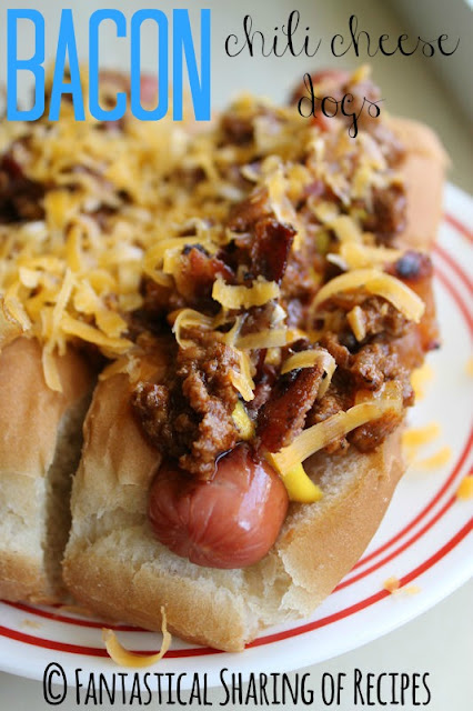 Bacon Chili Cheese Dogs | www.fantasticalsharing.com | #bacon #chilidogs