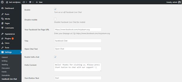 Install and customize facebook live chat for wordpress