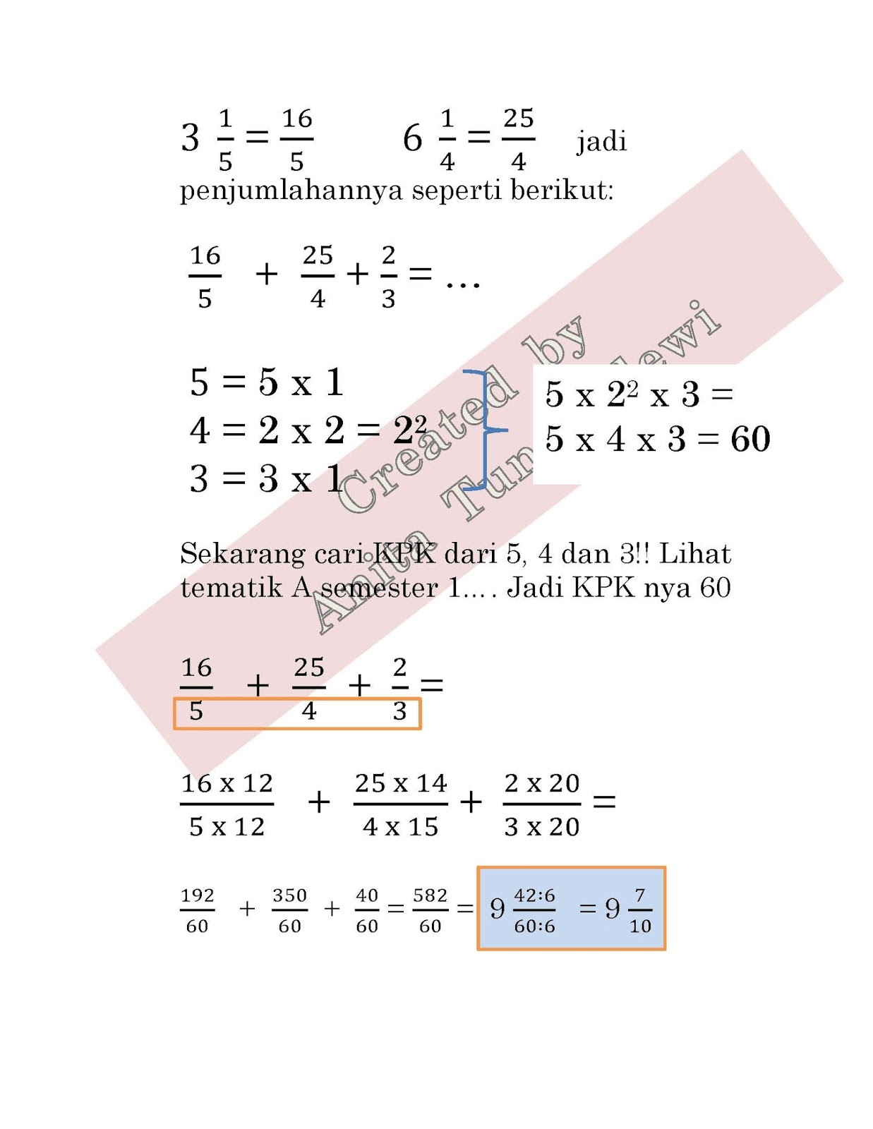 latihan Math Tema 5 Subtema 2