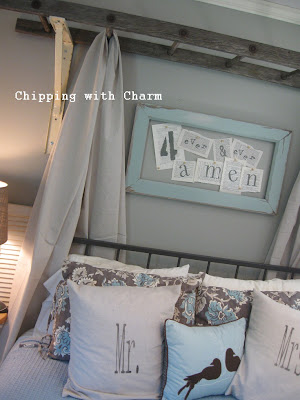 Chipping with Charm:  Ladder Bed Canopy...http://chippingwithcharm.blogspot.com/