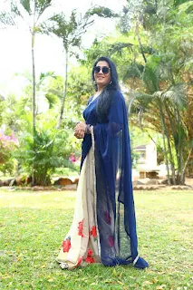 Old Golden Actress Rekha in Blue Saree at Rajavamsam Movie Audio Launch