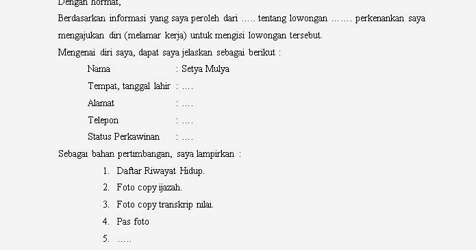 Contoh Surat Lamaran Kerja - Beritape