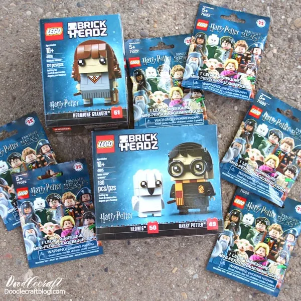 Lego sent me these fun products to review.  What do you think about the Brick Headz?  I wasn't sure at first, but they are adorable!  I love that little Hedwig!  And then I got a bunch of blind bags--they were all different too!