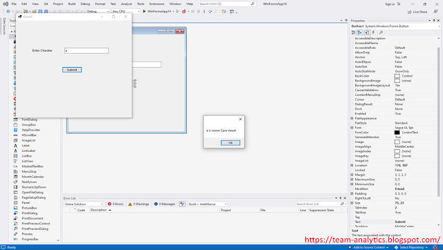 Write a VB.NET program to accept a character from keyboard and check whether it   is vowel or consonant. Also display the case of that character.