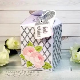 Sunny Studio Stamps: Everything's Rosy Rose Wrap Around Gift Box by Ana Anderson (using Frilly Frames Lattice Dies)
