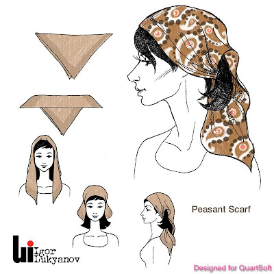 disegno di moda donna con foulard