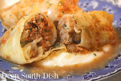 Classic American-style stuffed cabbage leaves.