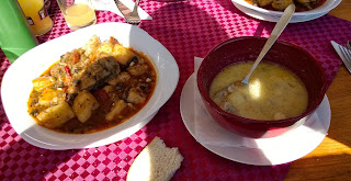 Lunch of soup and stew