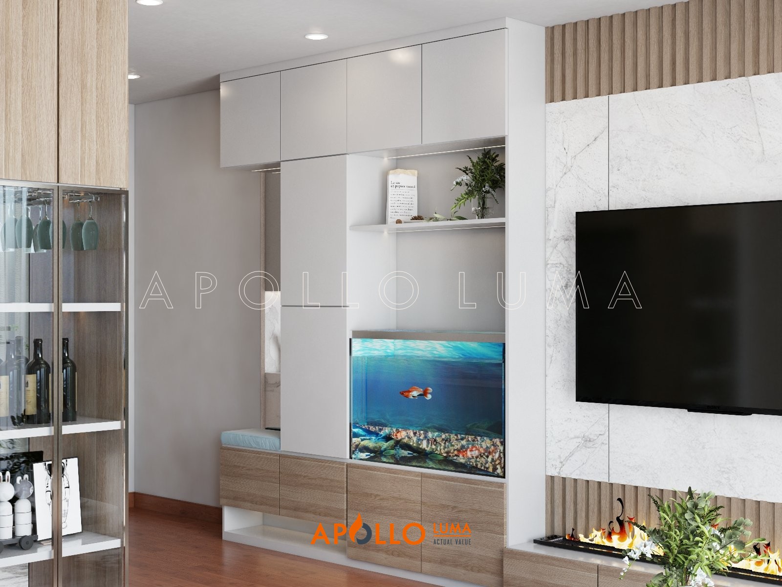 Giải pháp thiết kế nội thất căn hộ 2PN+1 tòa S2.15 Vinhomes Ocean Park