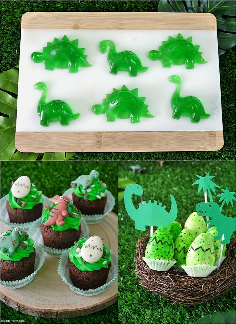 Easy DIY Dinosaur Birthday Party Ideas and Recipes - quick, fun and inexpensive party decorations and food ideas on a dinosaur party theme! by BirdsParty.com @birdsparty #dinosaur #dinosaurparty #dinosaurcake #dinosaurbirthday #partyideas #dinosaurdecorations