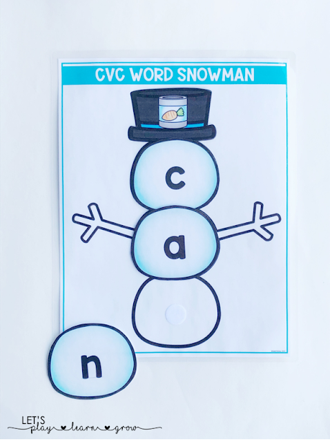 Practice spelling CVC words with this fun Build A Snowman Activity perfect for preschool and kindergarten.