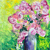 Pink Roses in Grey Vase, by Carol Engles