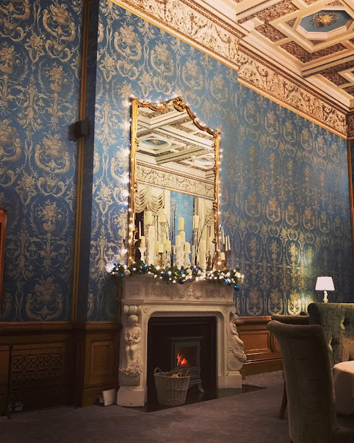 Fireplace in The Blue Room at Thoresby Hall, Nottinghamshire