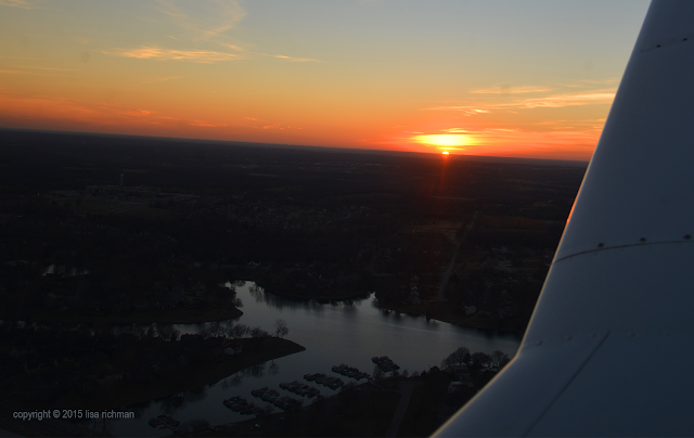 The lake at sunset below our wing. #beautiful #flying #flight #womenfly