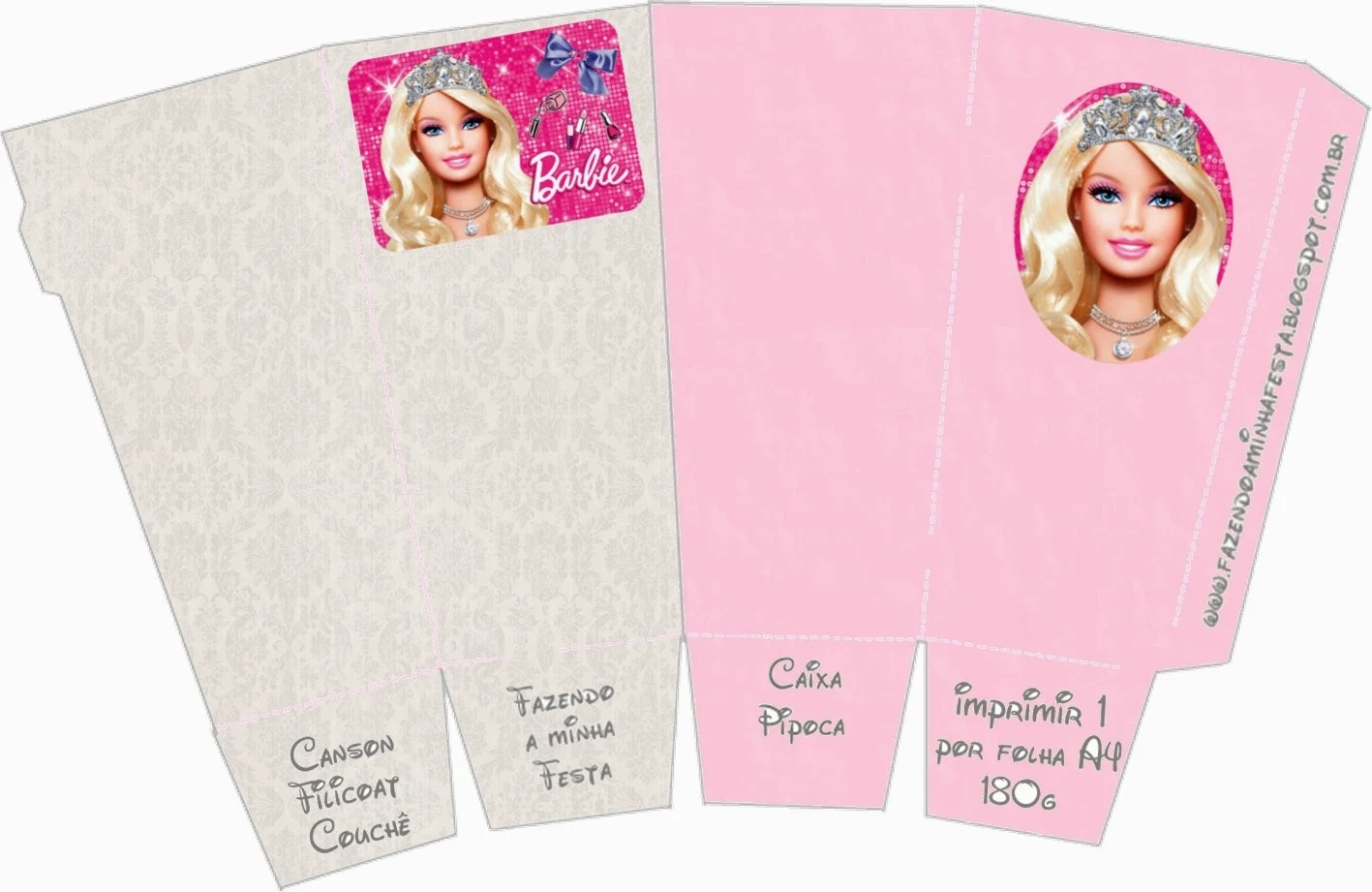  Barbie Life Style Free Printable Pop Corn Box.