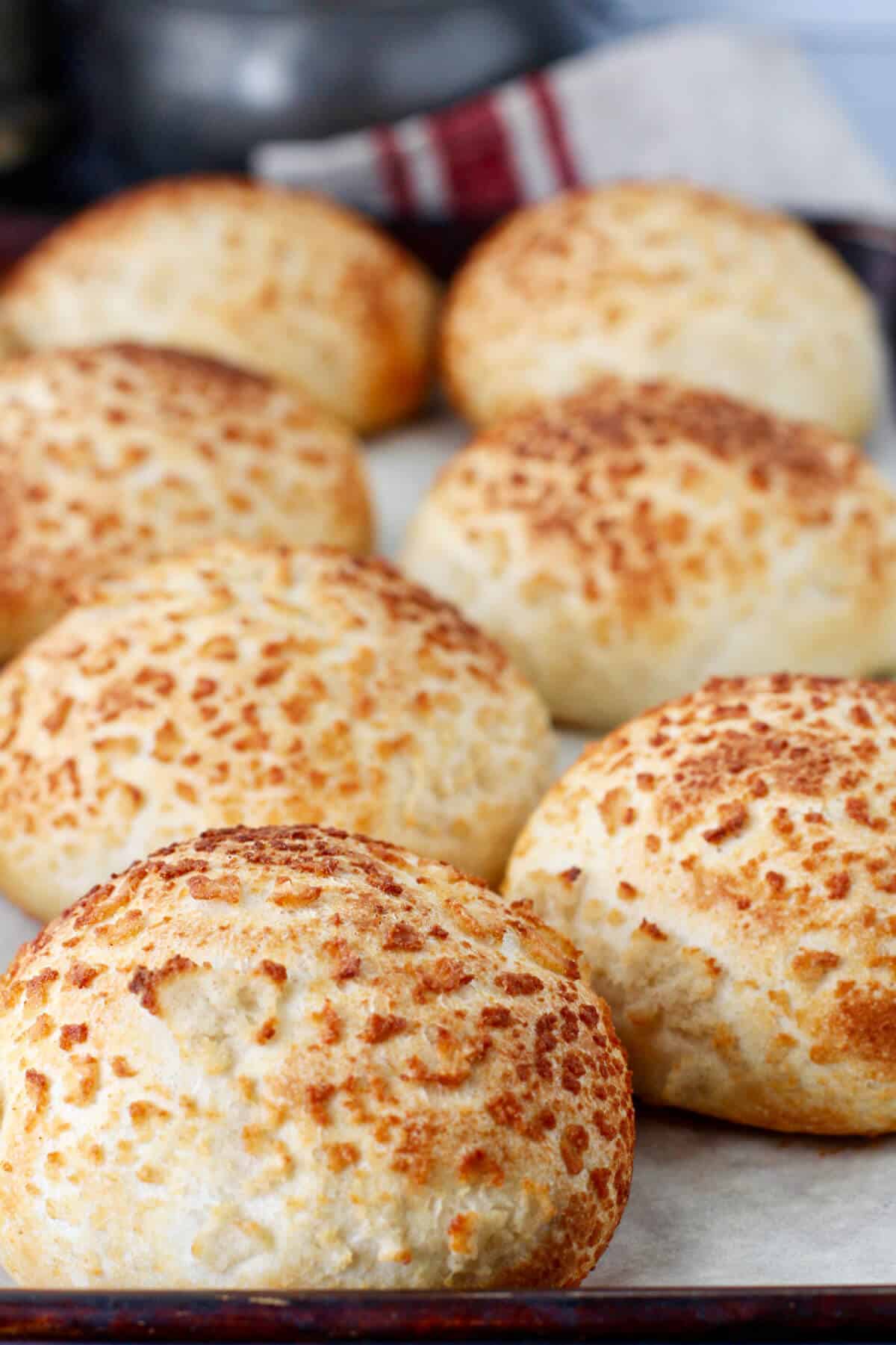 Tiger Bread Rolls after baking with a tiger pattern on the crust.
