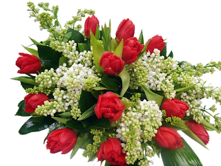 Букет цветов и Поздравление к 8 Марта