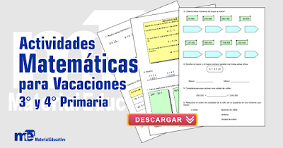 Actividades de Matemáticas para Vacaciones 3° y 4° Grado Primaria