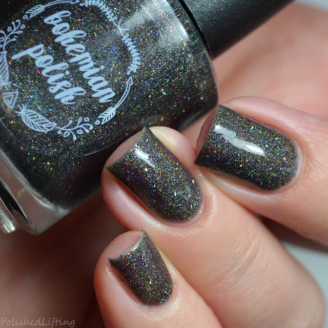 black holographic nail polish