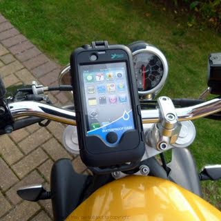 iPhone 4S PRO Motorcycle Powered Handlebar Mount Bundle with Hella / Din / BMW Style Charger (sku 13838)