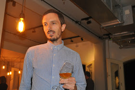 Alex with natural wine from participating restaurant Plateau, Brighton Days Out - October Best Restaurants 2017 photo by Modernbricabrac