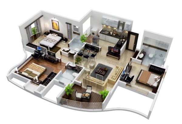  25 desain  3D rumah  minimalis  1  lantai  3 kamar  tidur  