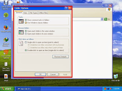 Learn how to show hidden files and folders in windowsXP step8