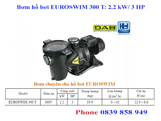 máy bơm hồ bơi euroswim 3 pha