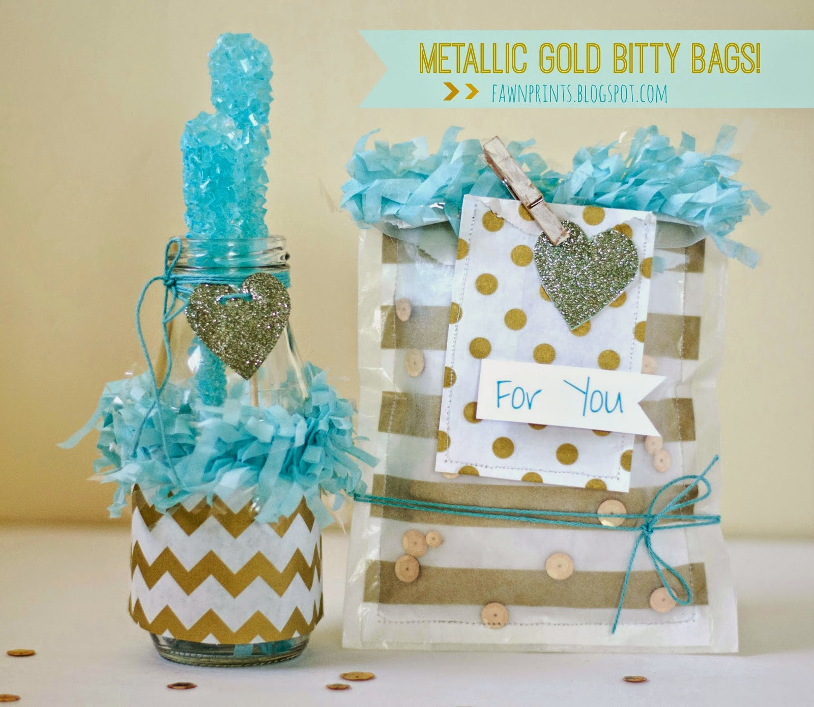 Fawn Gold and Teal  Party  Favors