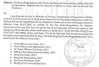 Defence Revised Pay Structure 2019 - 7th pay commission pay scales