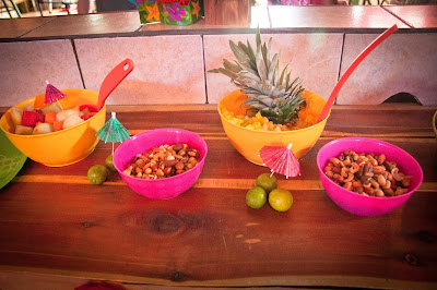 Colorful serving dishes for Luau Party - True Blue Style Event Planning