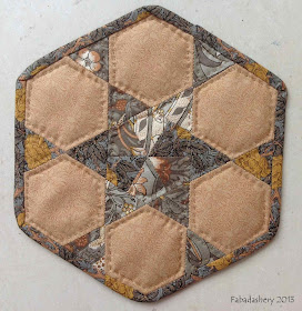 A Morris Tapestry Moda Fabric Hexagon Mug Rug