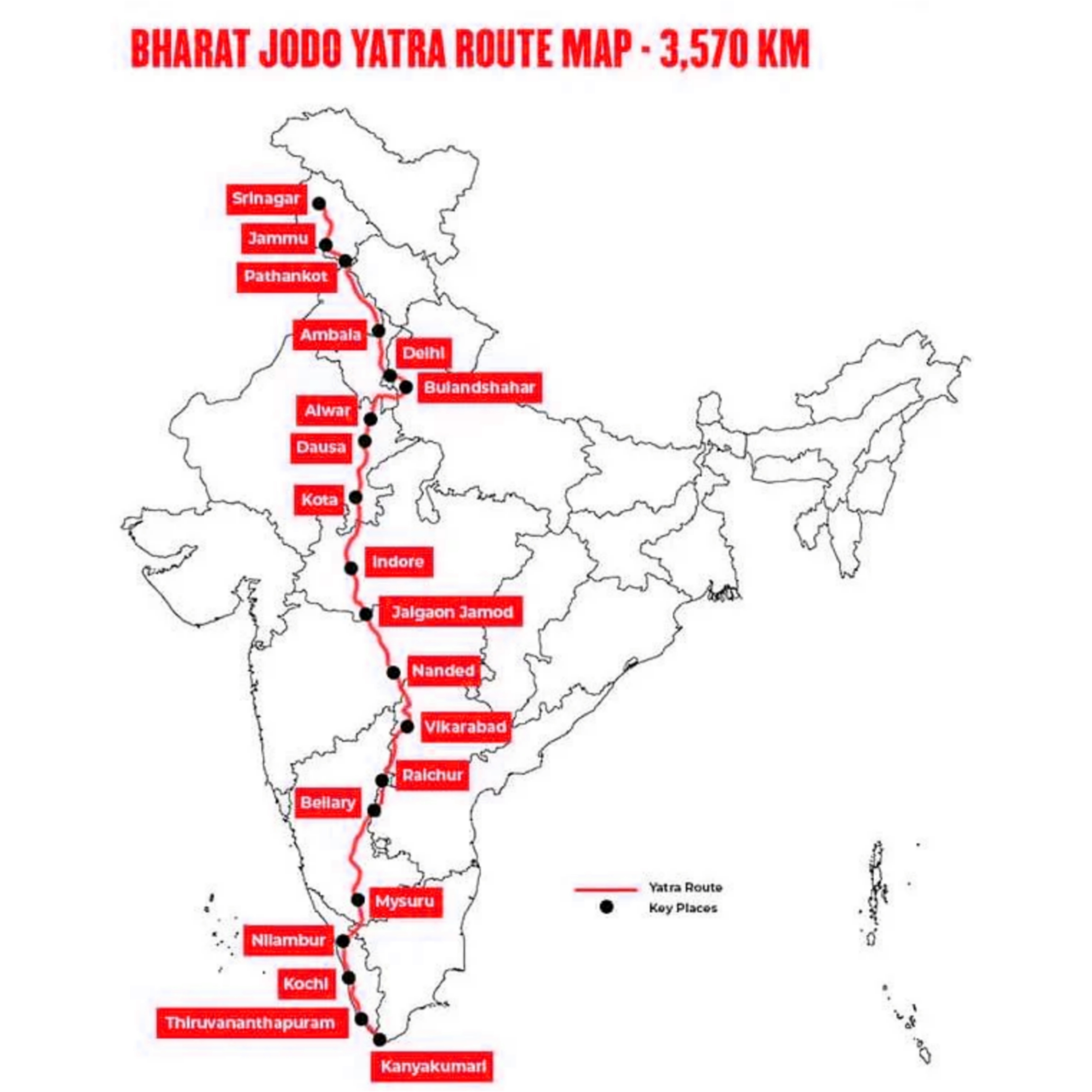 Bharat Jodo Yatra ka Route Map