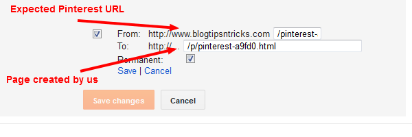 pinterest verification file custom redirect