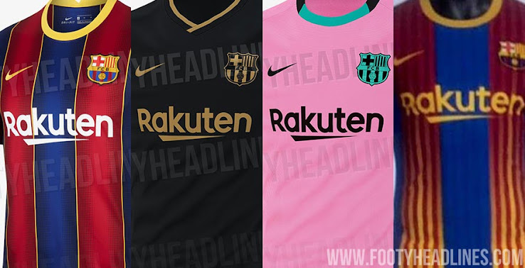 fc barcelona 20 21 home away third fourth kits leaked footy headlines