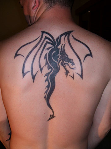 Cool Amazing Tribal Dragon Back Tattoos