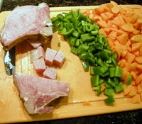 smoked pork chops and veggies