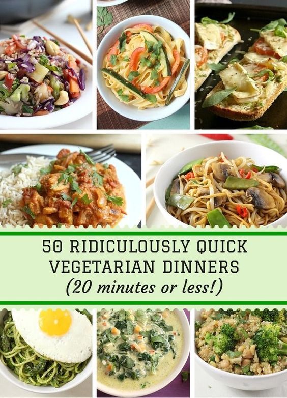 A collection of 50 ridiculously quick vegetarian and vegan dinners that only take 20 minutes or less to make!